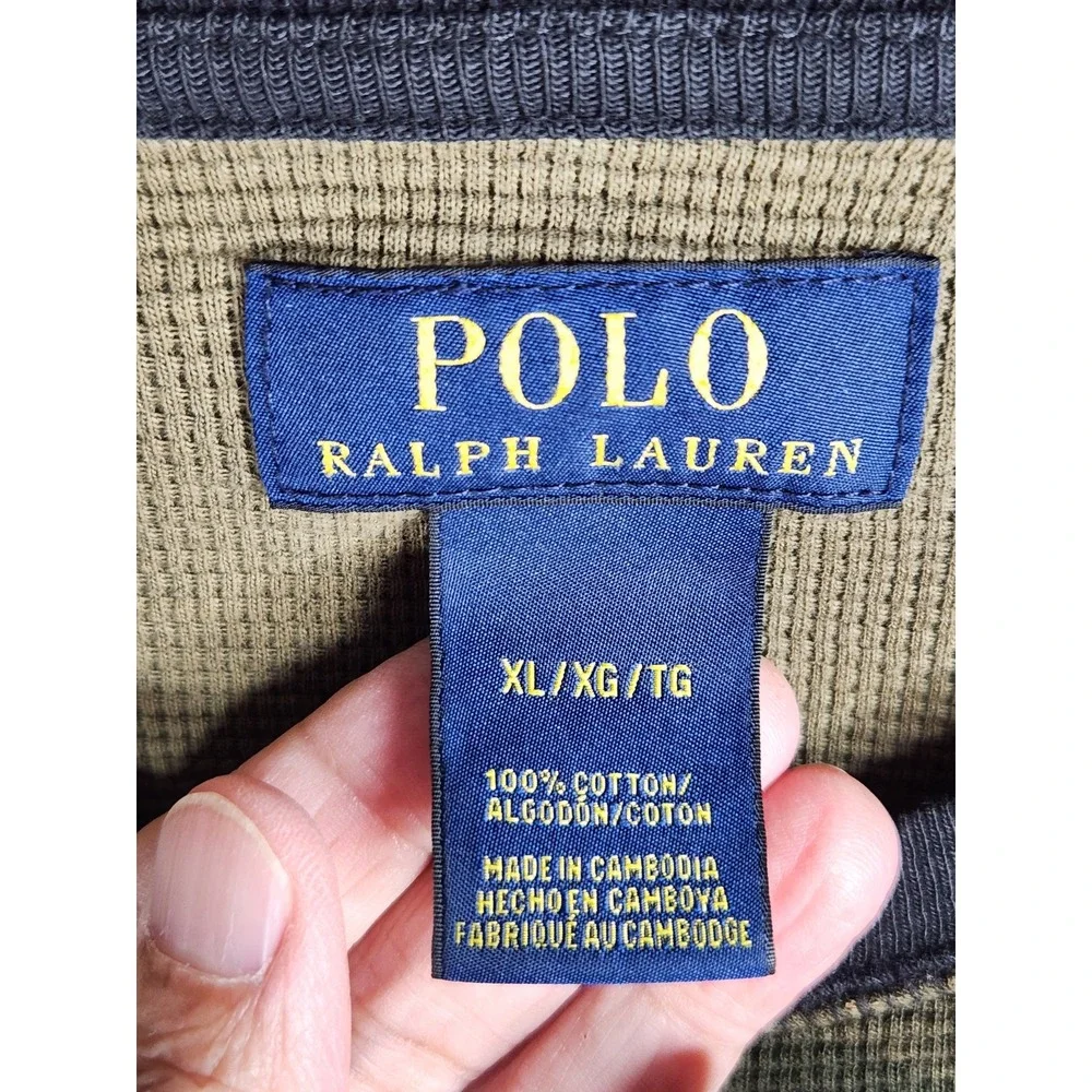 Polo Ralph Lauren Thermal Waffle Knit Camo Long Sleeve Shirt XL Green Camouflage